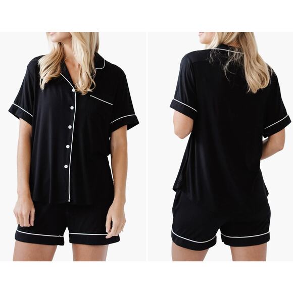 Cozy Earth Other - Cozy Earth Short Sleeve Knit Pajamas Shorts Set Sze XXL Black White Piping EUC